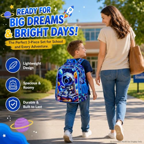 Image of UFNDC 3PCS Boys Backpack,16 inchKids Dinosaur Bookbag with Lunch Box, School Bag for Elementary Toddler