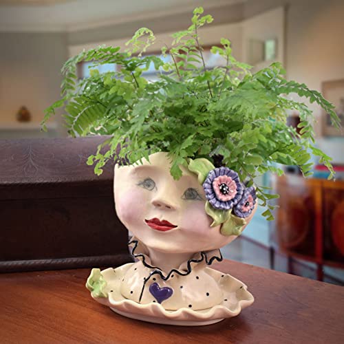 Victorian Lovelies Sculpted Pottery Indoor Head Planter: Dahlia Darling #TOP1
