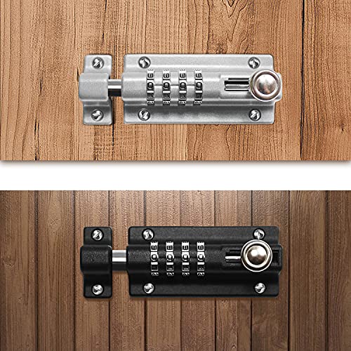 Image of RESET-008 Combination Locking Bolt, 4 Digit Combination Door Security Slide Latch Lock Set Your Own Password, Black