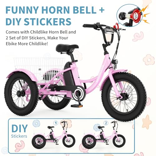 16 Inch Kids Electric Tricycle, 250W 24V Fat Tire Electric