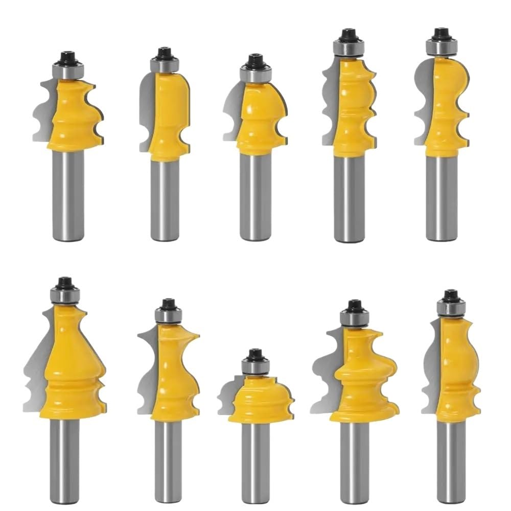 10 Pezzi Fresse Modanatura Architettonica Cnc, Codolo 12Mm, Scanalatura