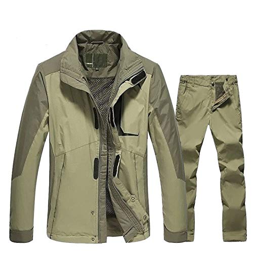 Mdsgfc Uomini Primavera Autunno All'Aperto Campeggio Escursionismo Sport Giacca Pantaloni Tuta Impermeabile Outwear Touraers Due Pezzi Set, Uomo, Verde militare, M
