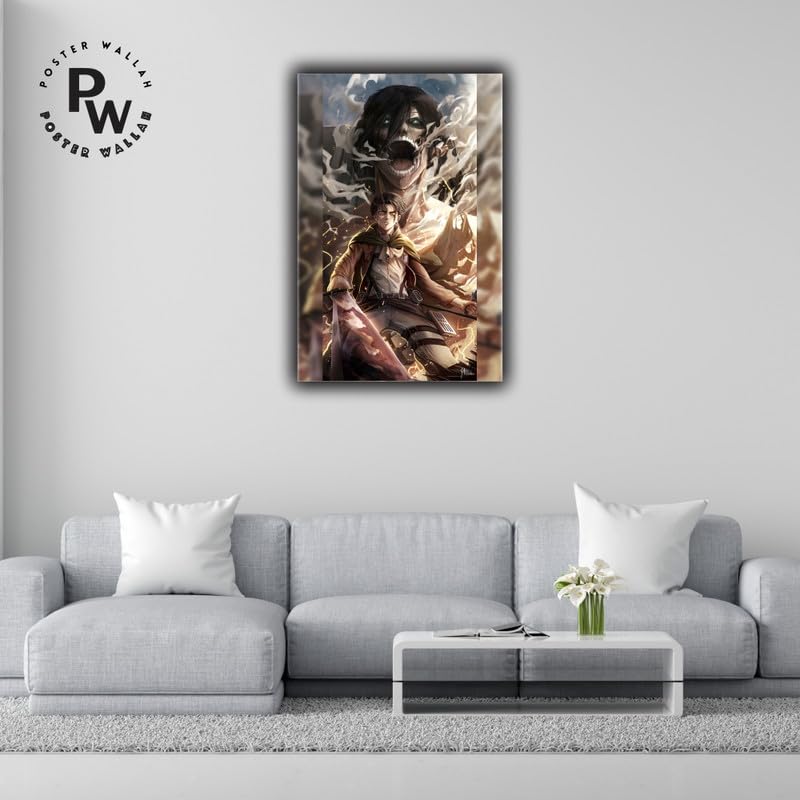 Image of POSTER WALLAH Attack On Titan Anime Poster for Home Office and Student Room Wall | Aesthetic Poster | Wall Decor ATCKONTTN04 (18X12 inch)