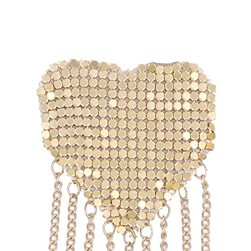 Image of ZGMYC Sparkly Rhinestones Metal Chain Nipple Cover with Tassel, Reusable Adhesive Pasties Sexy Bra Body Chain