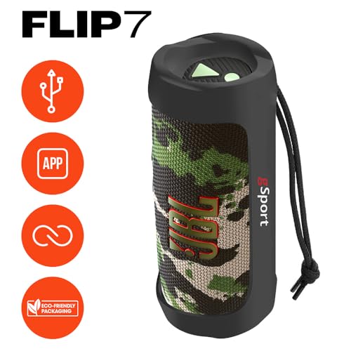 Image of JBL FLIP 7 Waterproof Portable Speaker Bundle with gSport Silicone Sleeve (Camo)