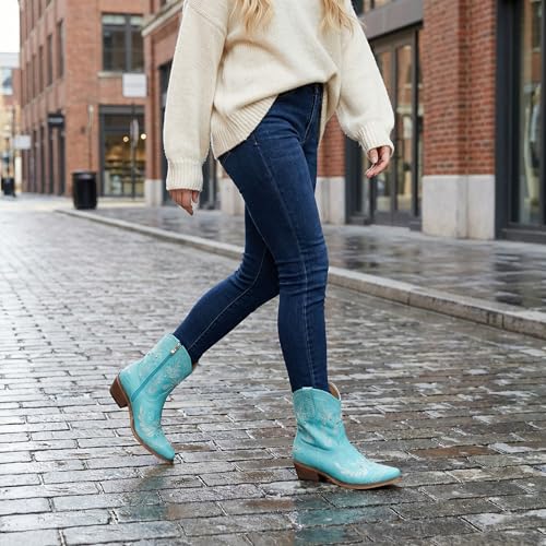 Image of Women's Western Ankle Booties Pointed Toe Cowgirl Boots with Fringe Tassels or Sparkly Rhinestone Fashion Short Boots for Casual Daily Wear