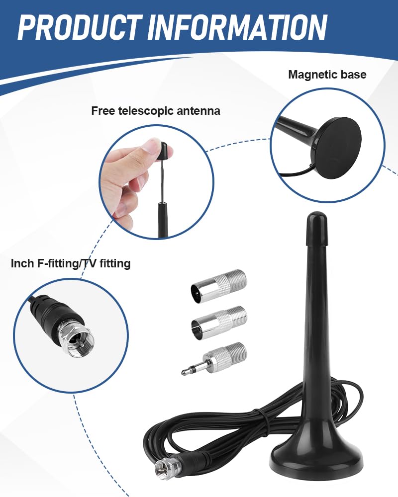 Antenne Radio FM Dab,75Ohm Antenne FM Télescopique Intérieur Avec 3