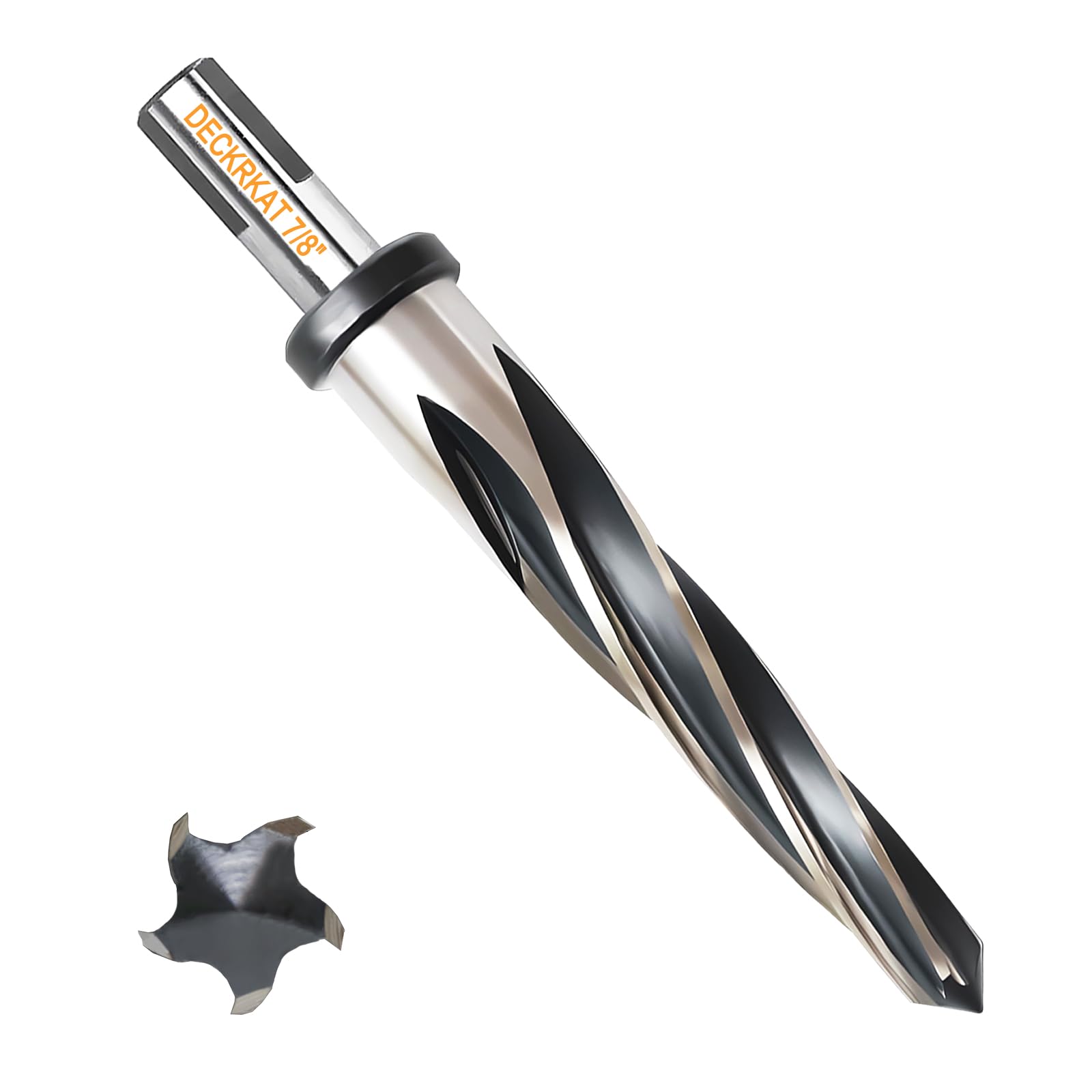 7/8" Reamer Drill Bit for Metal, M2 HSS Taper Reamer for Steel, Alloy, Wood, Plastic to Align, Enlarge Holes – 5-Spiral Flutes, 1/2" Non-Slip Shank,