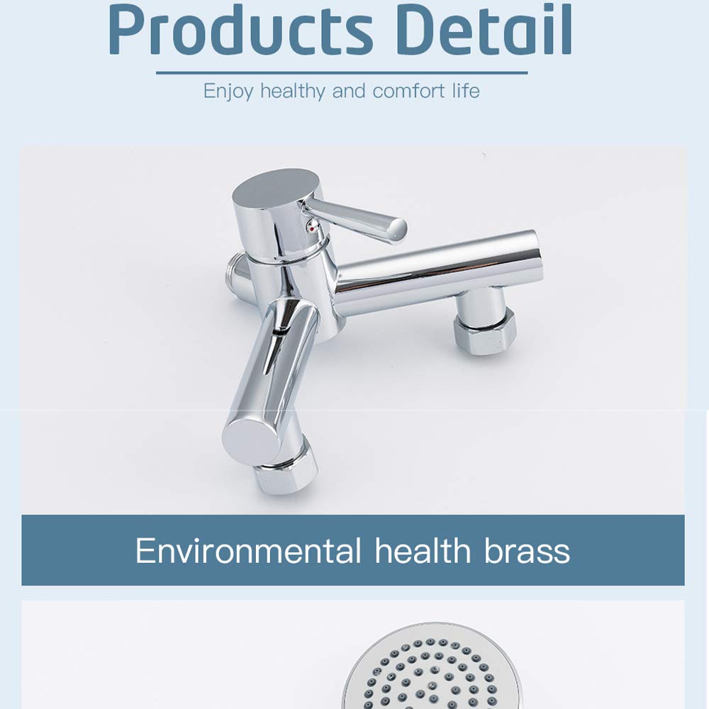Accesorios para Sistema de Ducha con Ducha de Mano y caño para bañera, Juego de Grifo de Ducha Expuesto, Juego Combinado de Ducha de baño para Montaje en Pared, Acabado Cromado