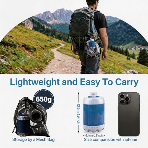 Bomba de ducha portátil para camping - cabezal de ducha recargable para exteriores, bomba de agua desde cubeta, ideal para camping, senderismo, viaje, lavado de autos y limpieza de mascotas miniatura 2