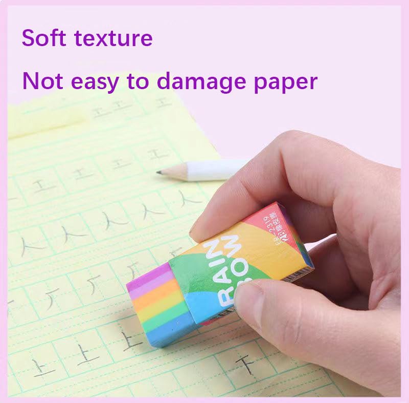 Rainbow Erasers 6PCS Stocking Stuffers Cute Rubber Decoration Accessory Pencil Erasers Nice Gift (Random Color) (6PCS)