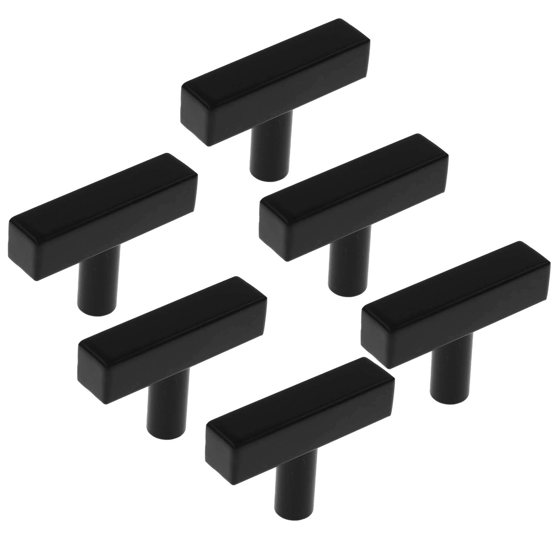 TTZEZE 6 Pack Square T Bar Single Hole Knobs, Kitchen Cabinet Knobs, Cabinet Pull Drawer Handles Stainless Steel Modern Hardware for Kitchen Bedroom