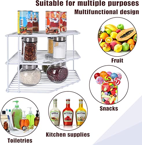 Akaza 3-Tier Corner Shelf Counter And Cabinet Organizer - Cabinet Storage Shelf Rack, Shelves，Kitchen Counter And Cabinet Shelf, Storage Rack Organizer For Kitchen, Fridge,, Bathroom Cupboard (White) #TOP2