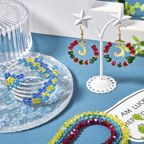 Boutigem 680Pcs Rainbow Plated Faceted Rondelle Electroplate Glass Beads 6x5mm Faceted Round Crystal Loose Spacer Beads for Necklace Bracelet Jewelry Making DIY Crafts - Image 2
