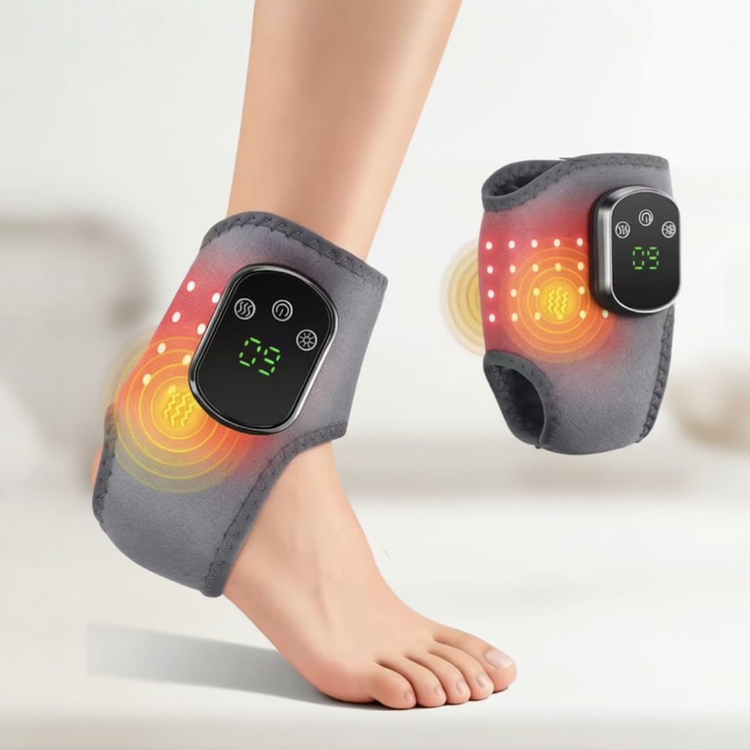 FootRevita - Masajeador de Pies y Tobillos con Calor Ajustable y Vibración, Recuperación Deportiva y Relajación Muscular, Uso Diario en Casa, 5 Niveles de Temperatura y 3 Modos de Masaje