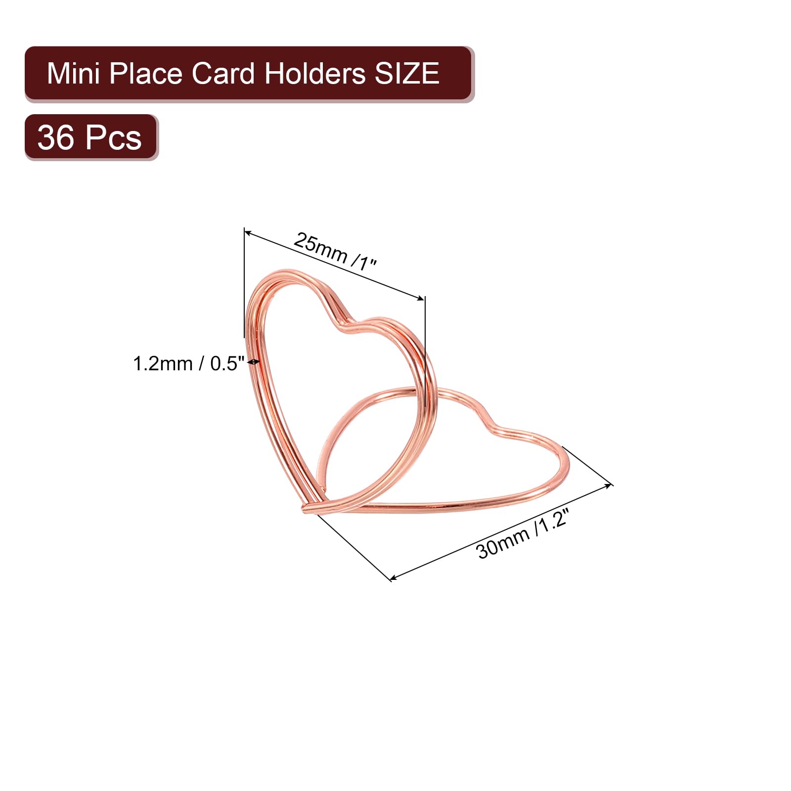 Uxcell 36Pcs Heart Shape Table Number Holders Mini Place Card Holders Carbon Steel Picture Holders for Tables Centerpieces Wedding Reception - Image 2