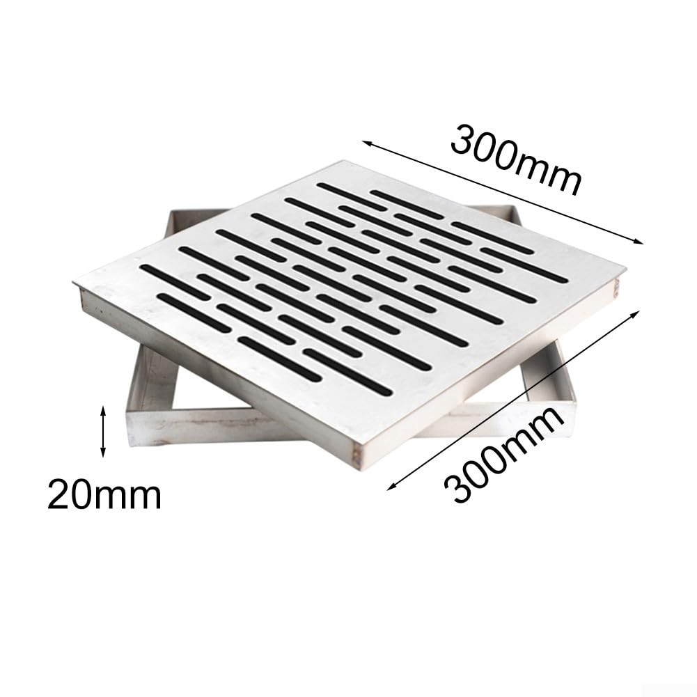 Griglia di scarico quadrata in acciaio inox, antiruggine, per esterni, giardino, doccia, pavimento (300 x 300 x 20 mm)