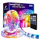 Daybetter 50 ft Led Strip Lights Music Sync RGB Led Lights Strip(2 Rolls) ,Millions Color Changing...