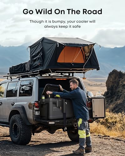 Image of Anker SOLIX EverFrost 2 58L Cooler with Road Trip Kit, 61 qt Car Refrigerator, Electric Cooler with 288Wh Battery, Powered by AC /DC or Solar, For Camping, Travel, Fishing (Only 1 Battery Included)