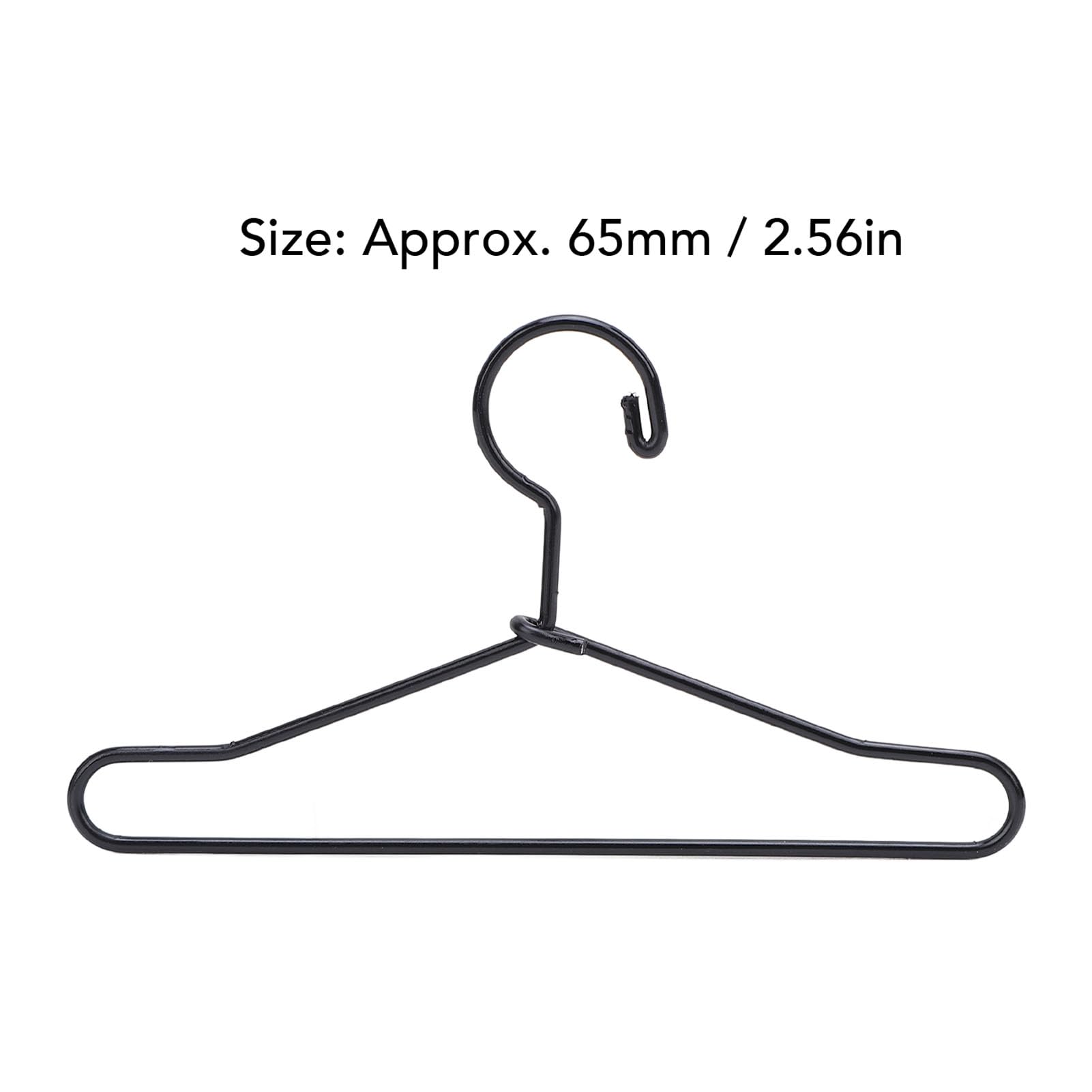 Mini Doll Clothes Metal Hangers, Metal Mini Doll Clothes Hangers, Cute Cartoon Closet Decor Accessories Black, 10Pcs (65mm)