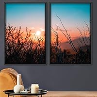 2 Piece Framed Canvas Wall Art Sunset in The Trees Canvas Prints Home Artwork Decoration for Living Room,Bedroom - 16