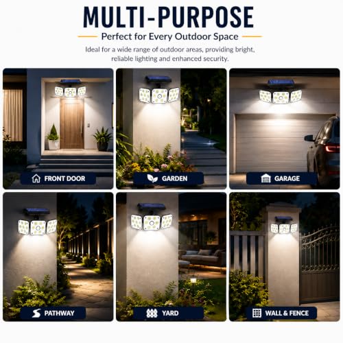 Image of WIDEWINGS 138 LED Solar Lights Outdoor, Motion Sensor Solar Light with 3 Adjustable Heads, 270 Wide Angle, IP65 Waterproof, Solar Wall Light for Garden, Yard, Garage & Porch
