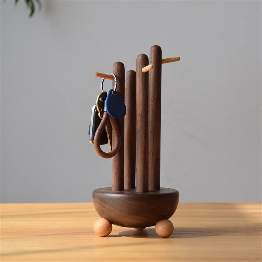 Key Rack Black Walnut Hanging Key Holder Entrance Solid Wood Ornaments Tabletop Key Hook Jewelry Rack (Color : A Size : 11 * 24cm)