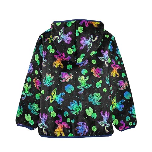 Colorful Frogs Boys Fleece Hoody Jacket Zip Up Coat Warm Fall Winter Plush Jacket Long Sleeve Outerwear2
