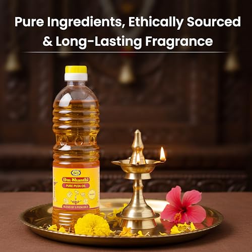 Image of Om Shanthi POOJA MADE PURE Cycle Pure Om Shanthi Puja Oil, Blend of 5 Puja Oils with Jasmine Fragrance for Daily Puja, Festivals - Pack of 1 /500ML Per Pack