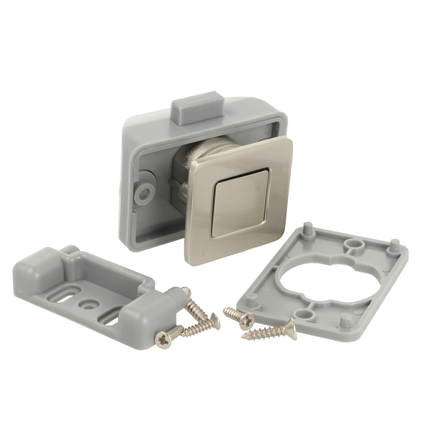 Bouton poussoir massif aspect acier inoxydable poignée zamak luxe