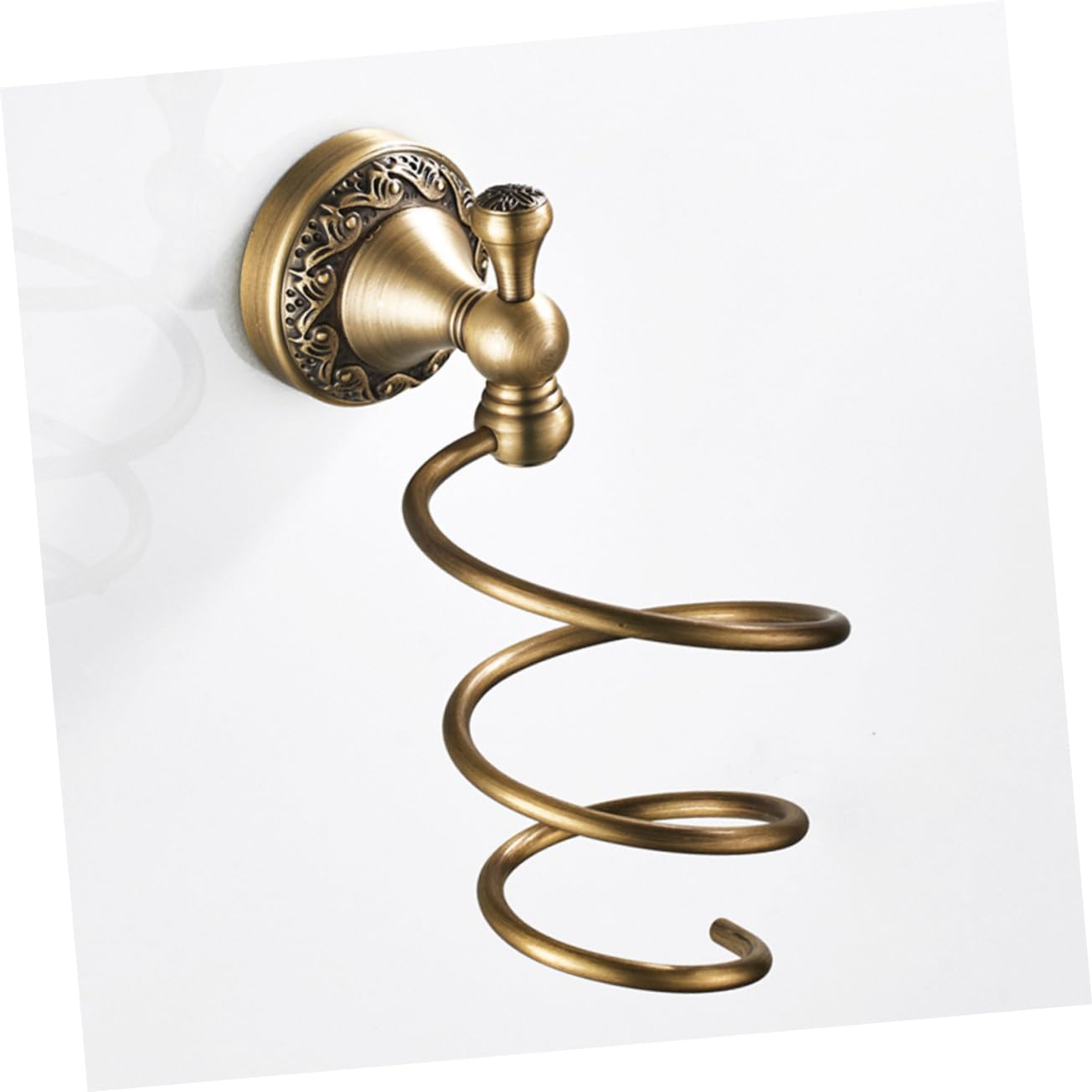 Supporto per Asciugacapelli da Parete a Spirale in Rame | Oro, Acciaio Inossidabile, Facile Installazione, Uso in Bagno Domestico e Barber Shop