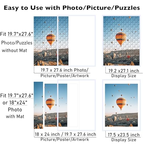 Image of JCJMY 19.7x27.6 Puzzles Frame for 50x70 cm Puzzles Poster Photo Picture, Display 18x24 with Mat or 19.7 x 27.6 without, Wall Hanging 19.7 by 27.6 inch 1000 Pieces Puzzles Frame, White