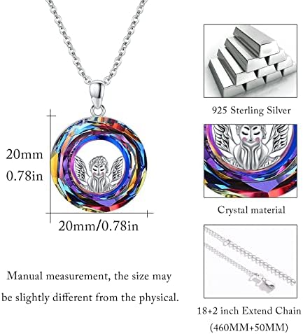ZIPPICE Crystal Guardian Angel Necklace,925 Sterling Silver Angel Pendant Necklace, Angel Wings Protection Necklace Faith Inspired Pendant Crystal Pendant Necklace For Women Girls