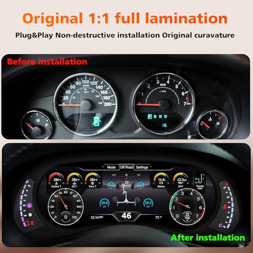 Image of 12.3 inchHD screen1920*720 Digital Instrument Cluster Display for Jeep Wrangler JK 2011-2017 Speedometer Upgrade Plug&Play Replacement OTA Upgrade