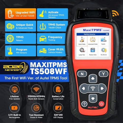 Autel MaxiTPMS TS508WF TPMS Programming Tool, 2026 Upgrade WiFi Ver. of TS508 TS501 TS408 TS601, Tire Pressure Monitor, Program MX-Sensors 315/433MHz, Relearn Activate All Sensors, TPMS Reset Diagnose - Image 3