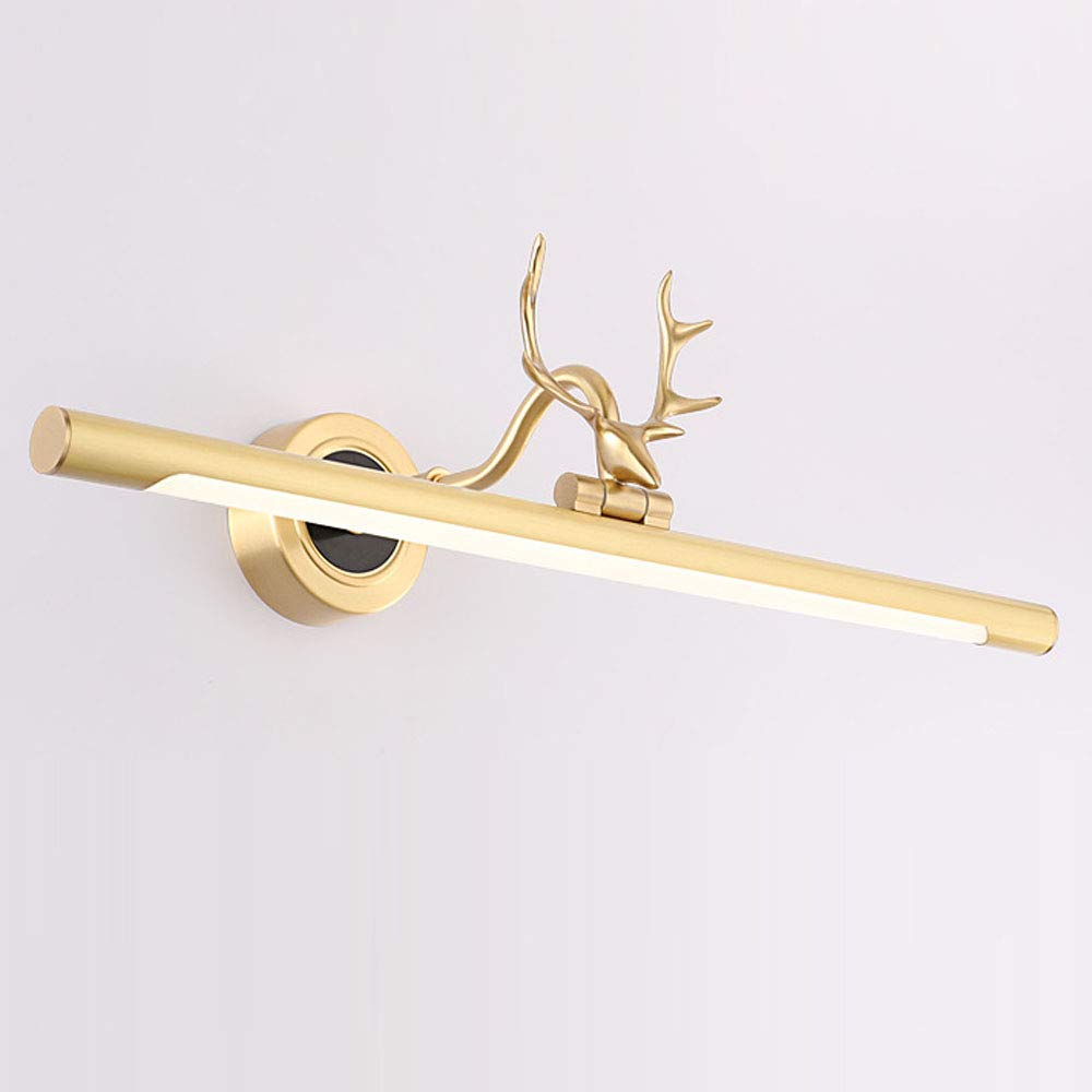 Antyczne mosiężne oświetlenie lustrzane LED, 11W Vintage łazienka Vanity Light, akrylowy kinkiet łazienkowy, oświetlenie nad lustrem lustrzana, 57cm, czarna