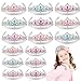NINAOR Princess Crown Party Favors, 16Pcs Princess Dress Up Tiaras for Birthday Girl Cosplay Accessories, Princess Pretend Play Jewelry Party Supplies