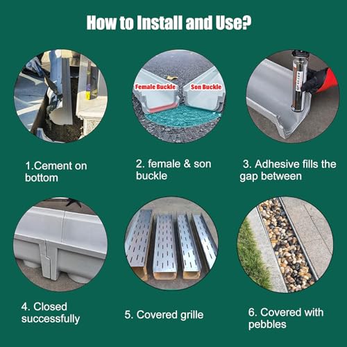 Caniveau de drainage extérieur en résine robuste et durable avec grille métallique solide - 7