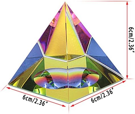 BTSKY Crystal Iridescent Pyramid With Gift Box Rainbow Colors Sparkle Crystal Home Office Ornaments Decoration (2.4inch)