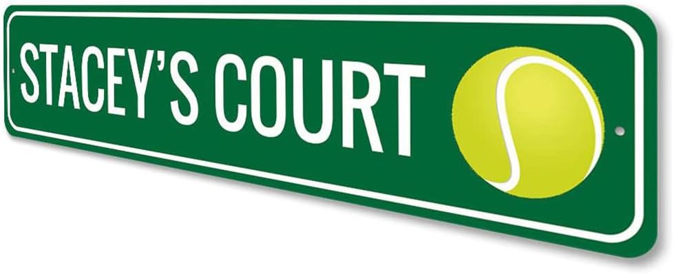 Tennis Court Sign, Tennis Player Kid Room Sign, Custom Tennis Ball Sports Child Playroom Aluminum Decor - 3" x 13" image 4