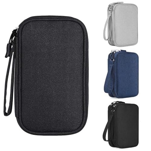 Sac de rangement pour câbles, organiseur de câbles, organiseur de câbles universel, accessoire de voyage multifonction, pour câble de charge, batterie externe, USB, carte SD, câble de charge, Noir