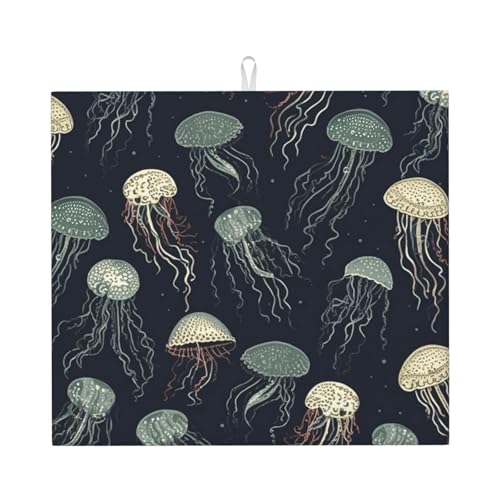 Jellyfish Pattern Tappetino Scolastoviglie Tappetini Antiscivolo Tappetino Scolatutto Per Stoviglie Ripiano Per Cucchiai Scolapiatti 46X61Cm