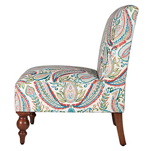 Homepop Susan Upholstered Armless Accent Chair And Ottoman Set, Medium, Multicolored Paisley #TOP2
