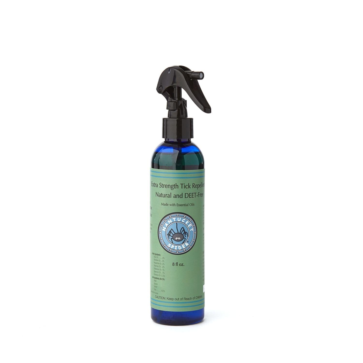 Nantucket Spider Extra Strength Tick Repellent Spray - 8 fl oz | Deet Free, Natural Tick Repellent for People | Made in The USA with 100% Organic Essential Oils