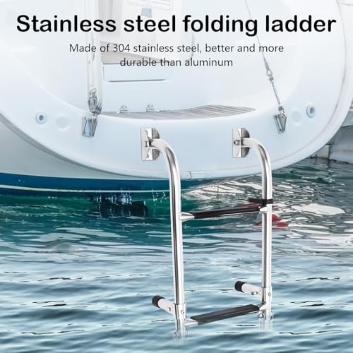 3 Stufen Badeleiter Leitern, Badeleiter Boot Poolleiter 304 Edelstahl Leiter Schwimmbad Teleskopleiter 180 Grad Faltbares Design Bootsleiter Schwimmdeckleiter Für Marine Yacht Swimming Pool Dock