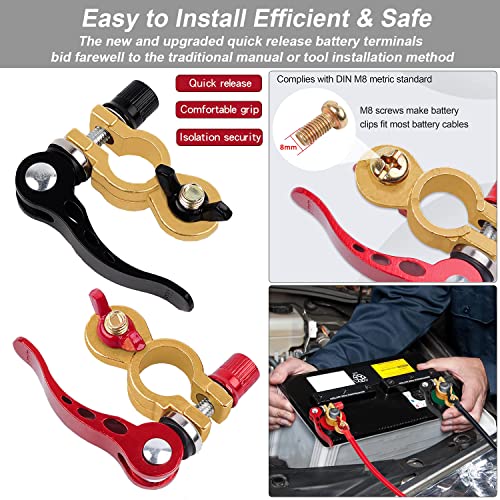 2 Stück Polklemmen Batterieklemmen Autobatterie Polklemmen Schnellverschluss Sicher Geklemmt Kupfer Batteriepolklemmen für PKW, Transporter, Schiffe, Wohnmobile 12/24V