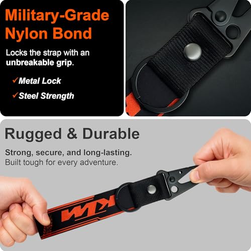 Image of SnapStrap MotoLink Carabiner Keychain Compatible with KTM Bike Strong Heavy-Duty Metal Clip with Fabric Key Ring Bike Accessory (Ebony Black)