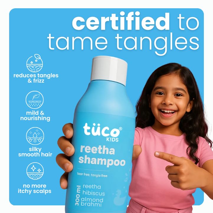 Image of Tuco Kids Haircare Kit for Kids | 4 in 1 Combo | Gentle & Conditioning Shampoo 300ml | Conditioner 100ml | Hair Oil 100ml | Tangle Tamer Spray | SLS & Paraben Free