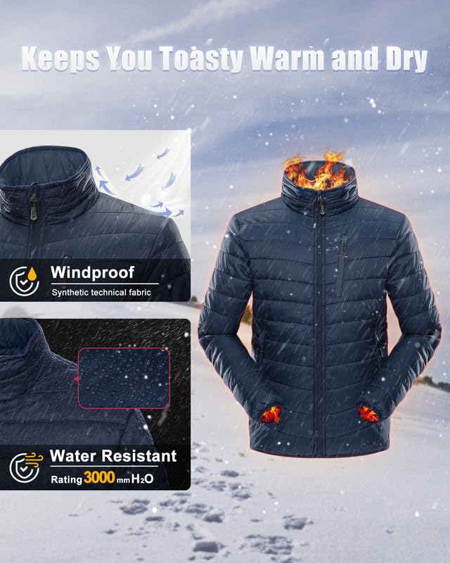 33,000ft Mens Winter Lightweight Jacket Warm Short Packable Puffer Jacket Transitional Padded Jacket Quilted Jacket for Men Lined for Hiking Travelling - Image 4
