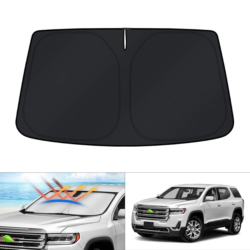 Protetor Solar para Para-brisa KUST para GMC Acadia SUV 2017–2023, Dobrável, Face Refletiva Dupla Camada, Modelo 22224
